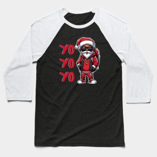 Black-Santa Baseball T-Shirt